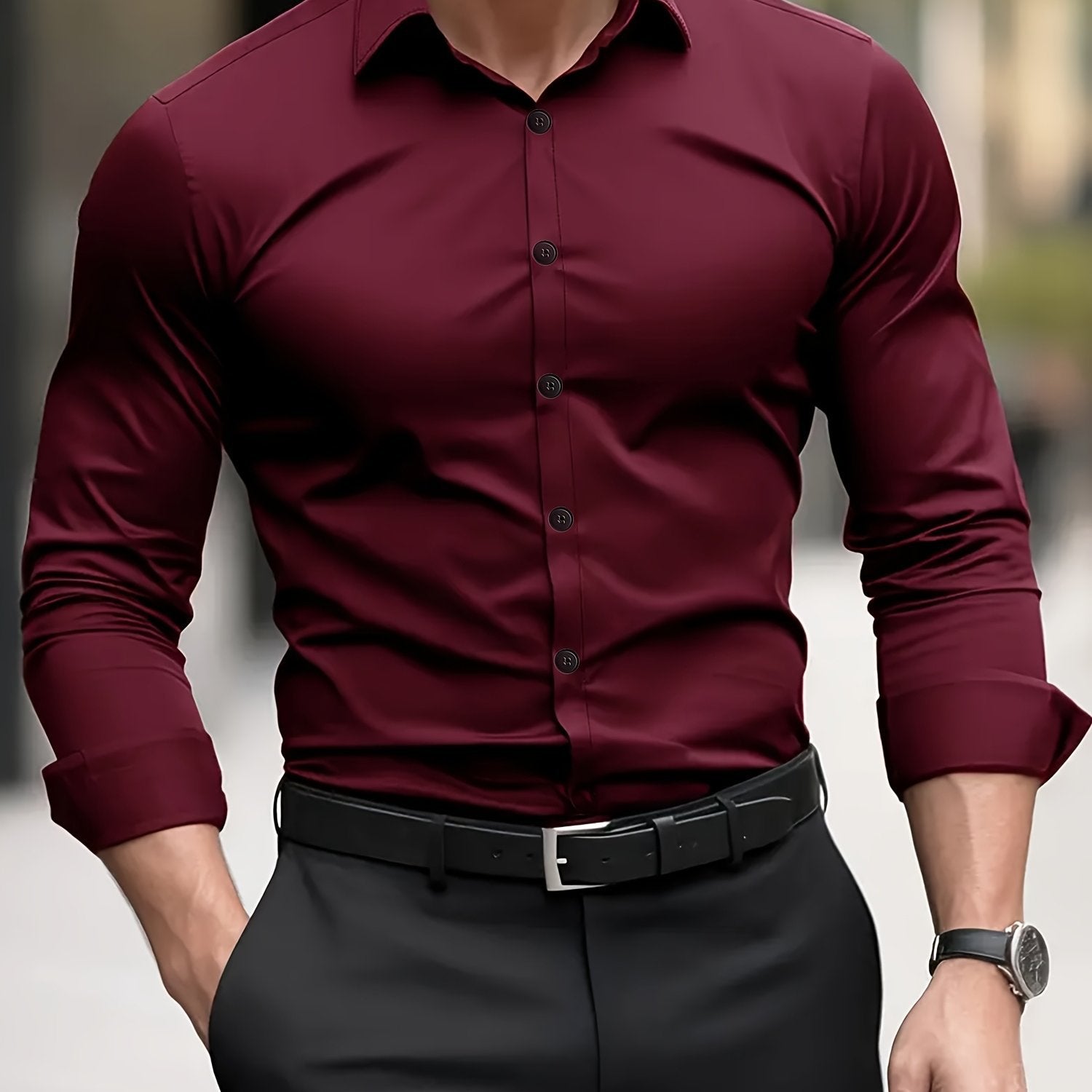 Chemise Habillée Polyester Semi-Transparente