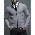 Men's Knit Coat with Stand-Up Collar