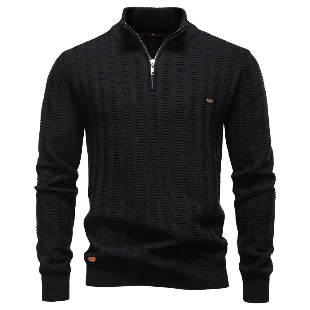 Striped Jacquard High Neck Sweater