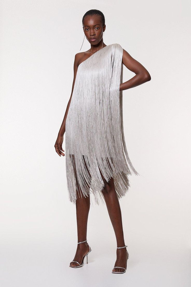 Elegant Evening Dress with Fringe
