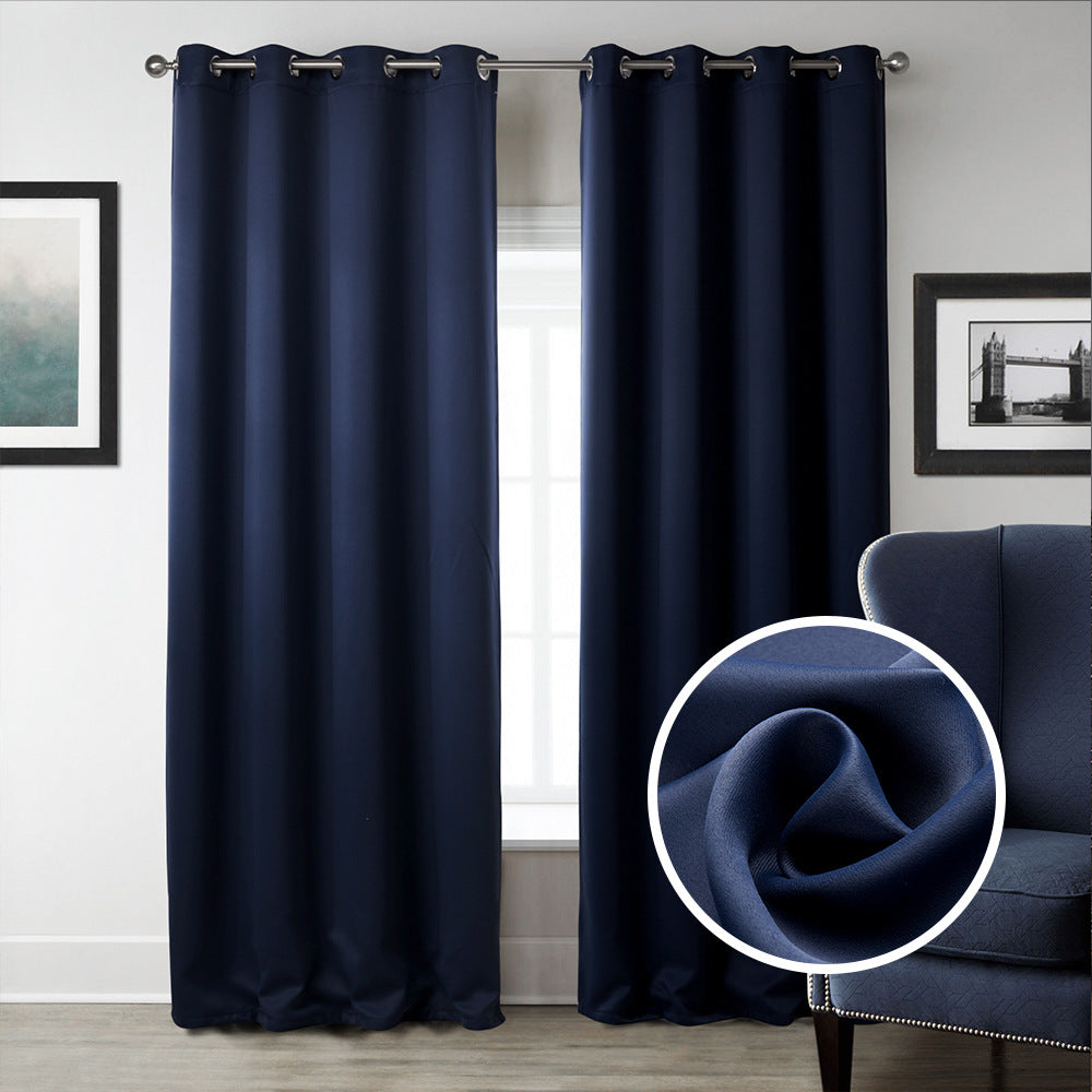 Dark Blue Printed Blackout Curtains for Bedroom