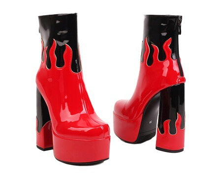 Women's Two-Tone Patent Leather Ankle Boots