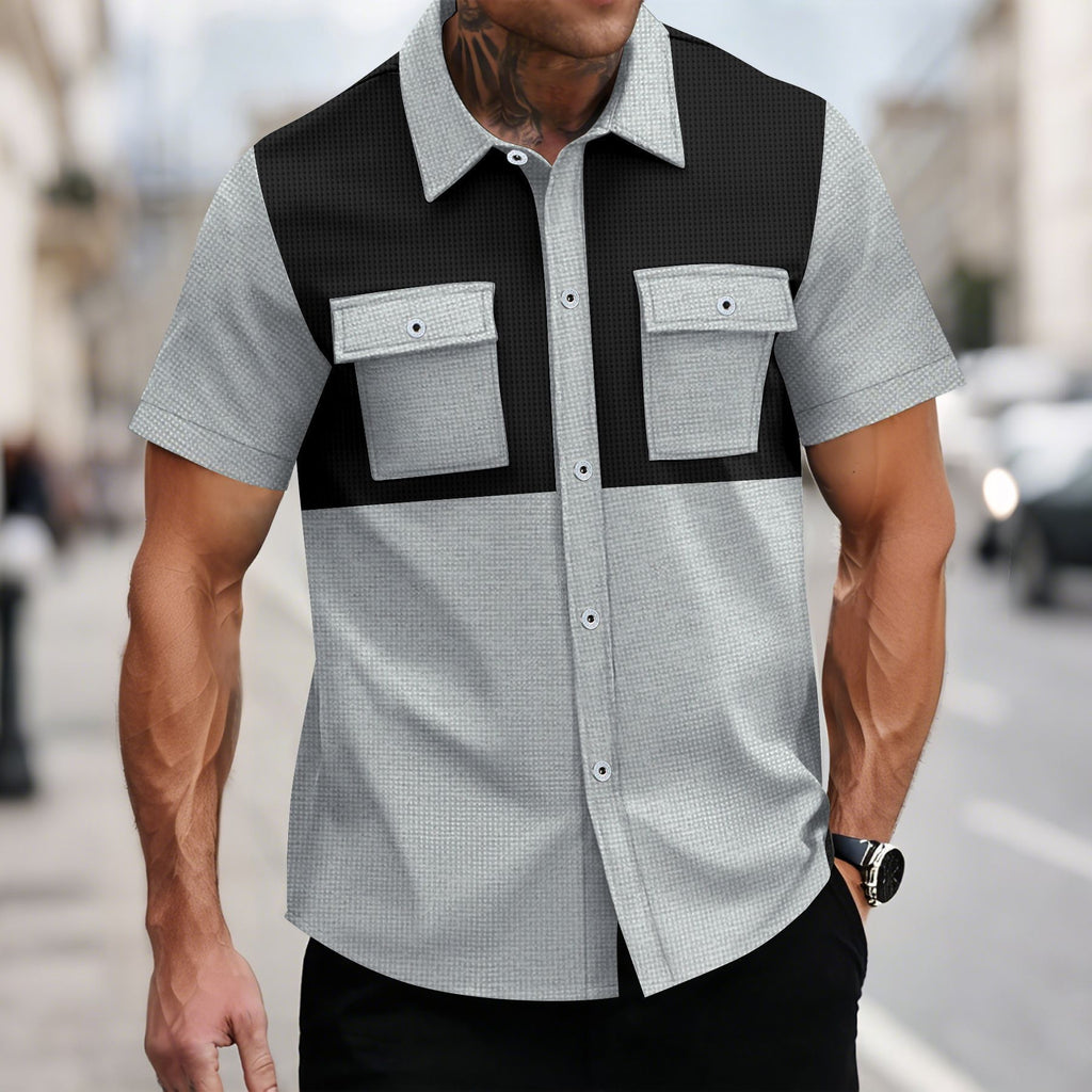 Men's Casual Short Sleeve Waffle Shirt