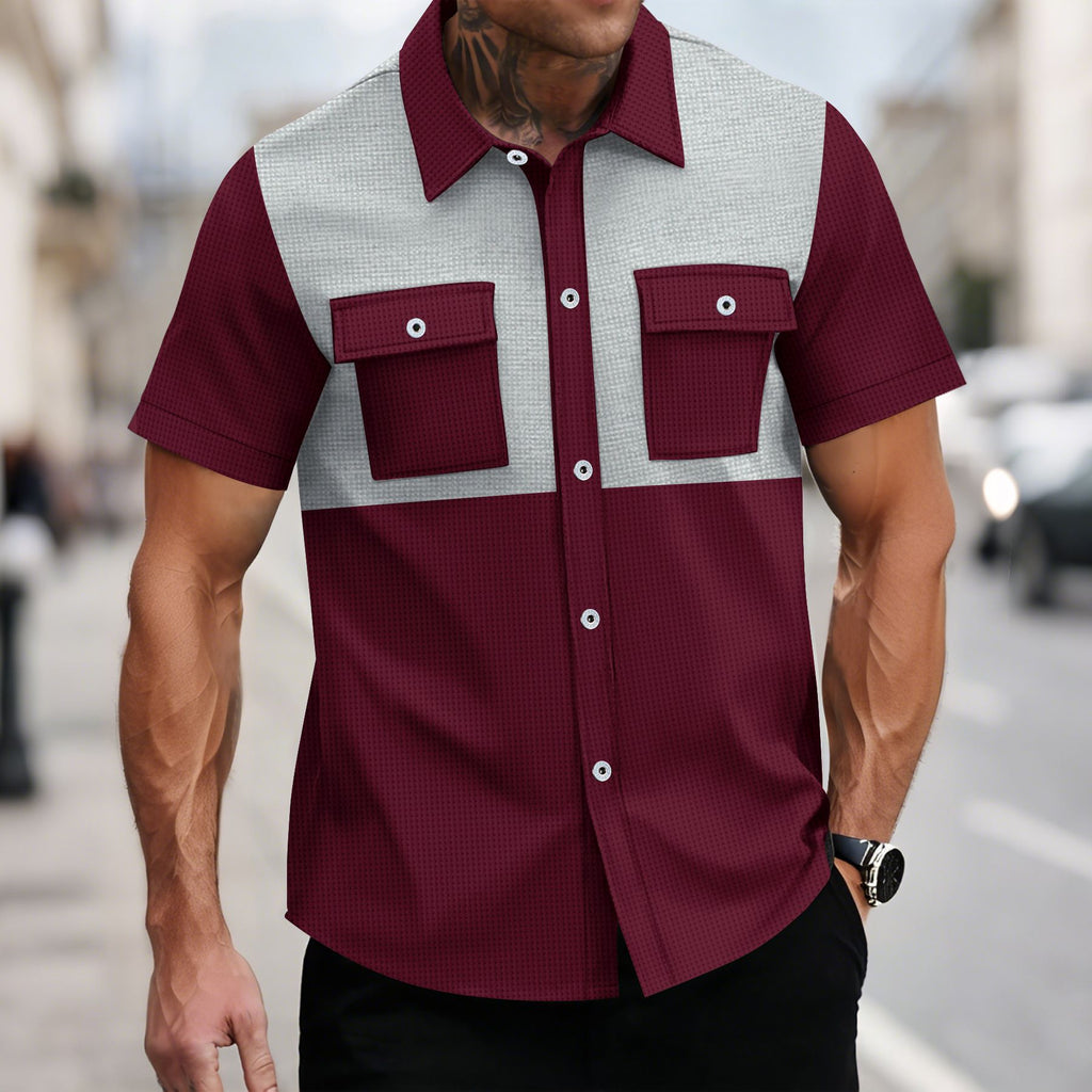 Men's Casual Short Sleeve Waffle Shirt