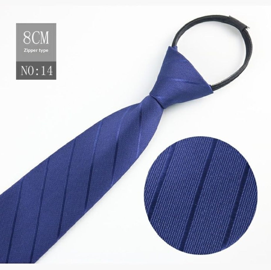 Men's Blue Striped Business Zipper Tie