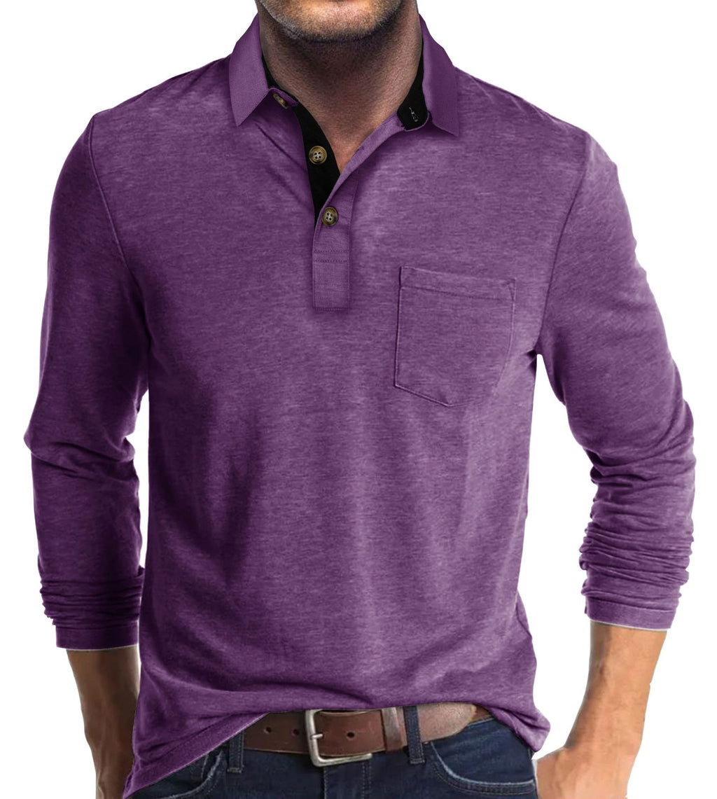 Men's Long Sleeve T-Shirt with Turn-Down Collar for Winter