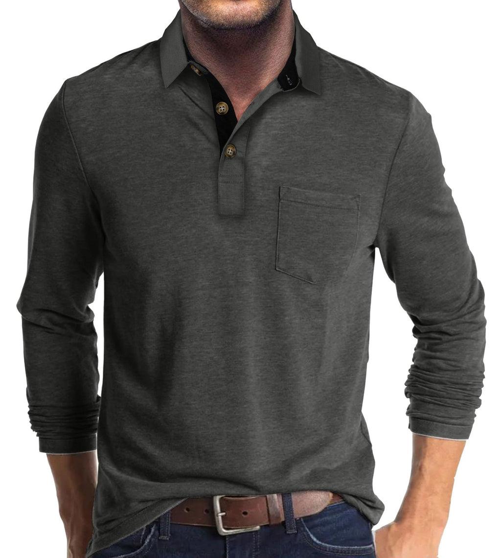 Men's Long Sleeve T-Shirt with Turn-Down Collar for Winter