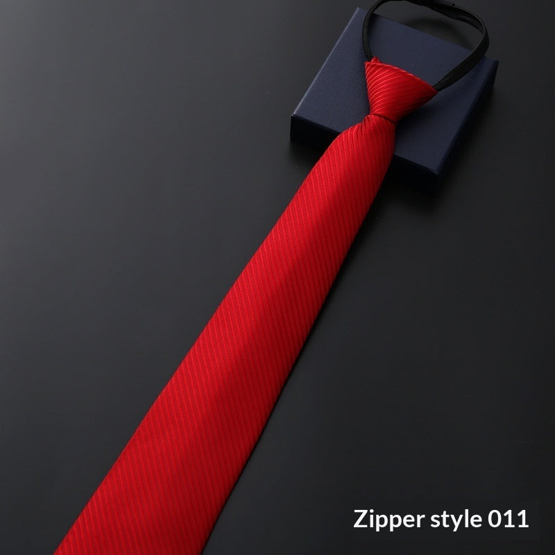Men's Blue Striped Business Zipper Tie