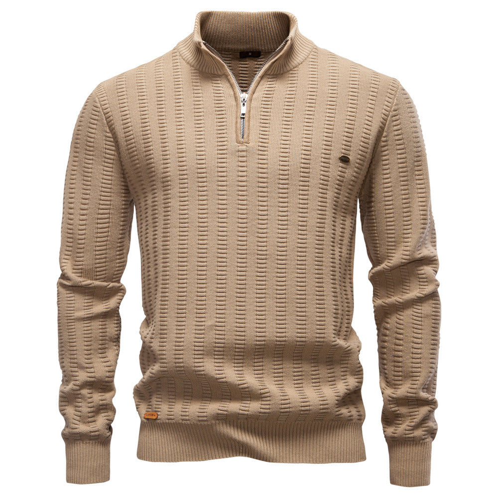 Striped Jacquard High Neck Sweater