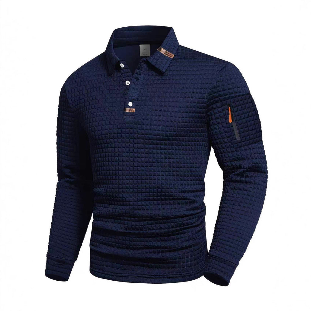 Casual Checkered Patchwork Polo Shirt