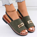 Women's Flat Sandals with Fabric Straps