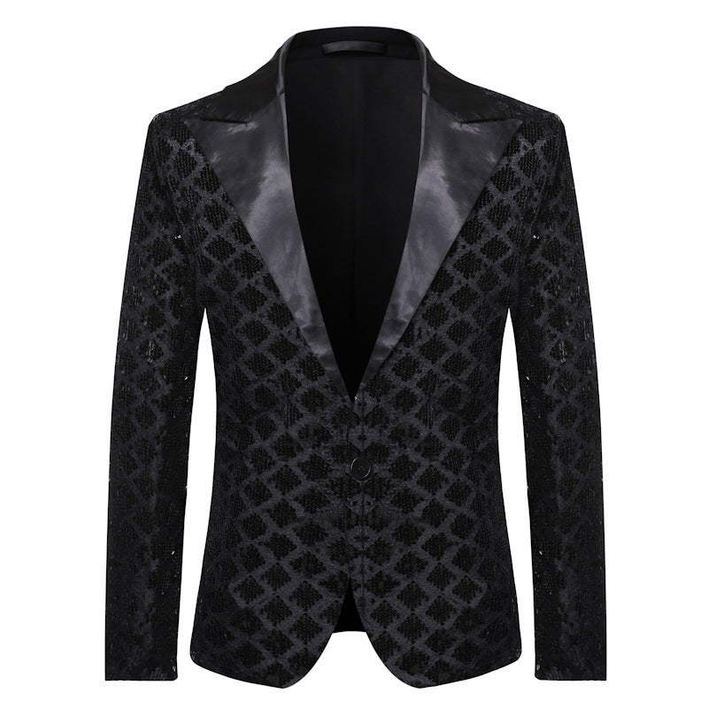 Diamond-patterned sequined costume