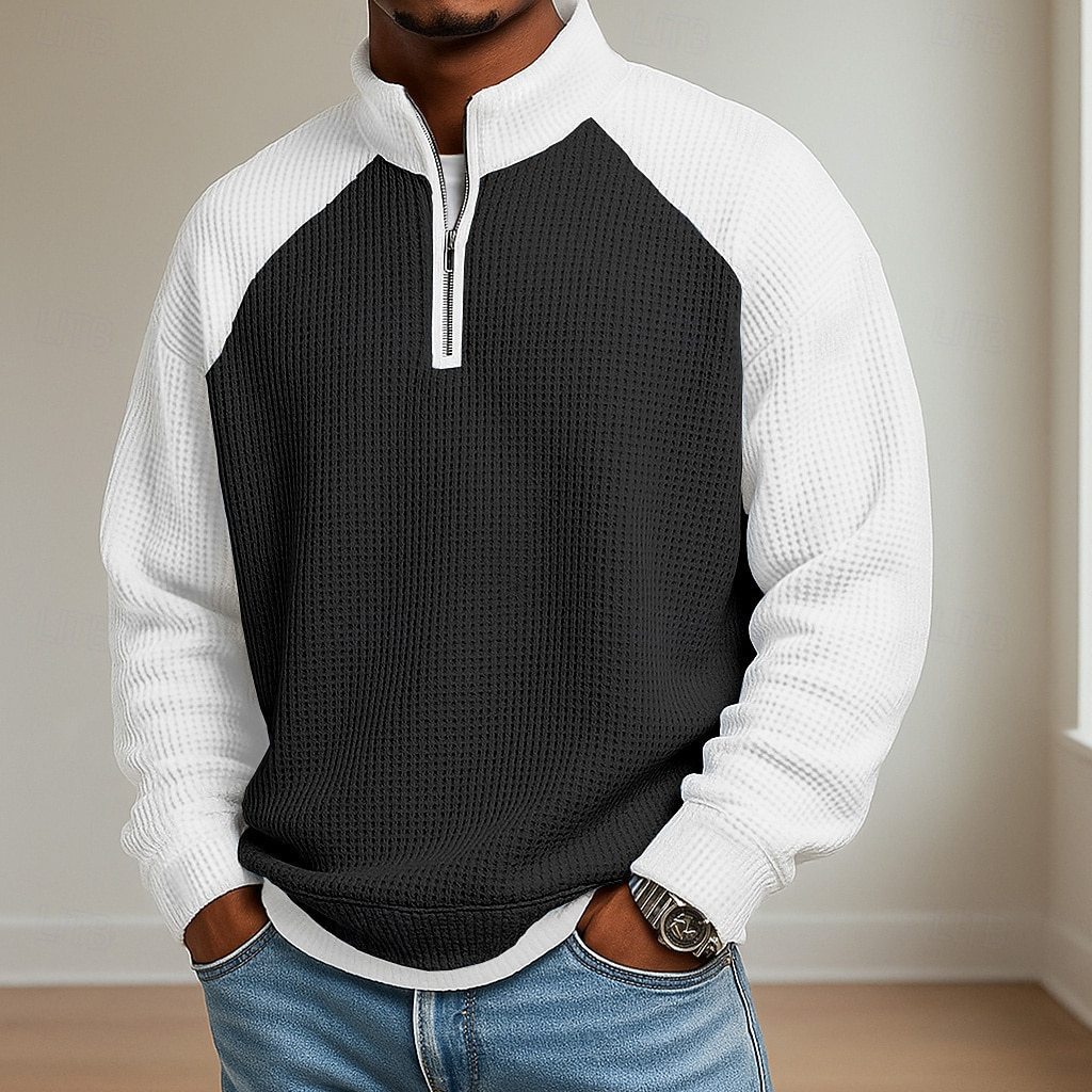 Polo Homme Grande Taille Manches Longues Color Block