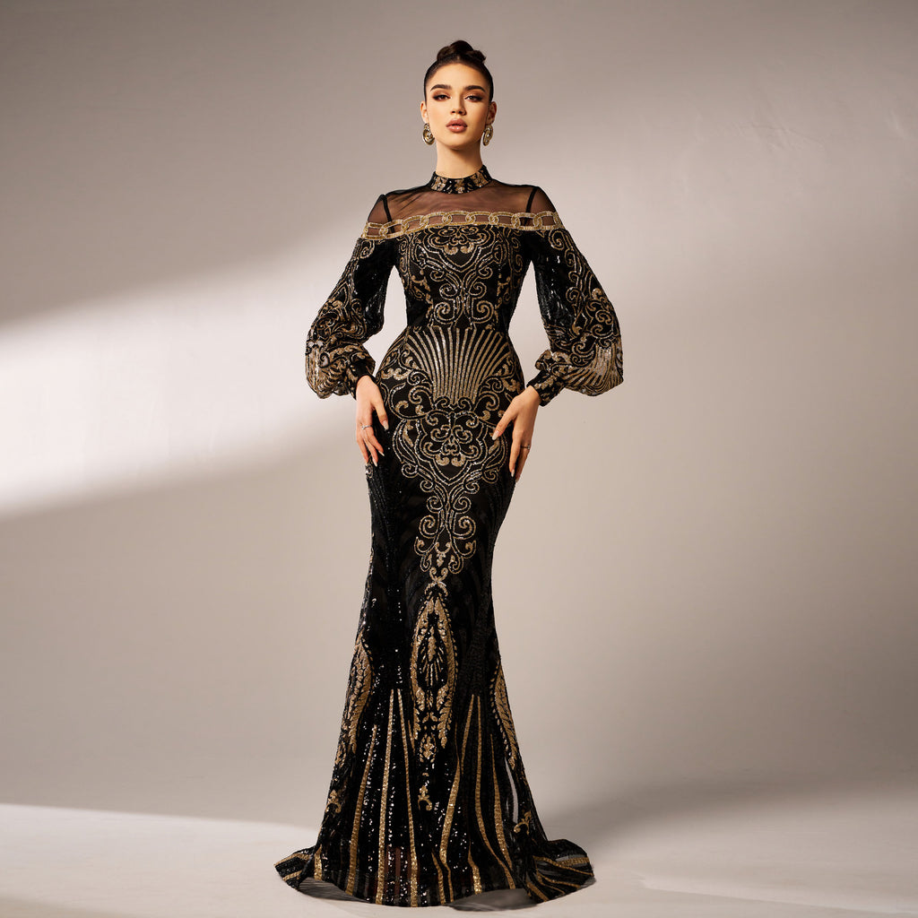 Sequined Fishtail Evening Dress
