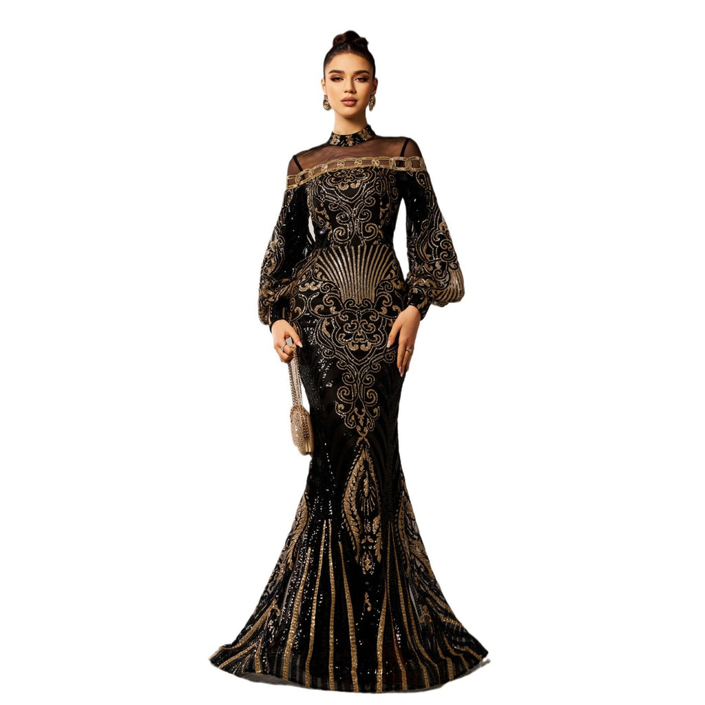 Sequined Fishtail Evening Dress