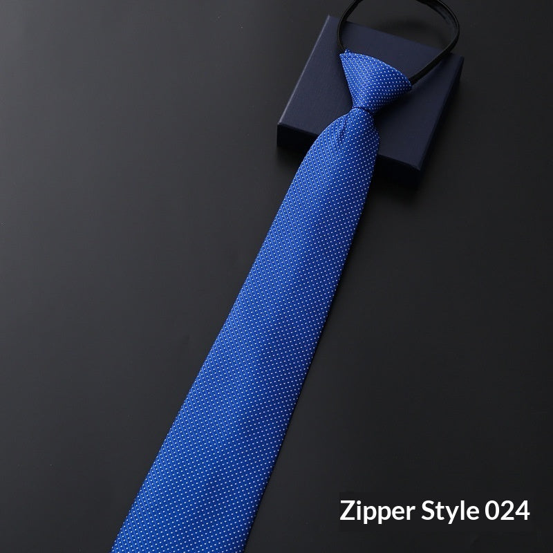 Men's Blue Striped Business Zipper Tie