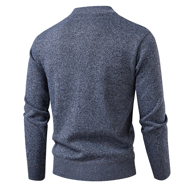 Fleece-Lined Knit Sweater with Wave Pattern