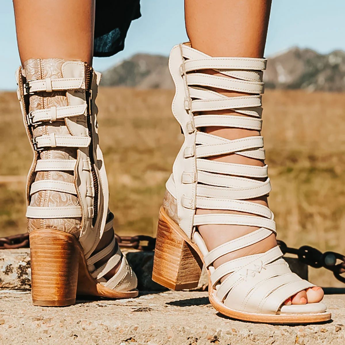 Women's Retro Openwork Stiletto Strap Sandals