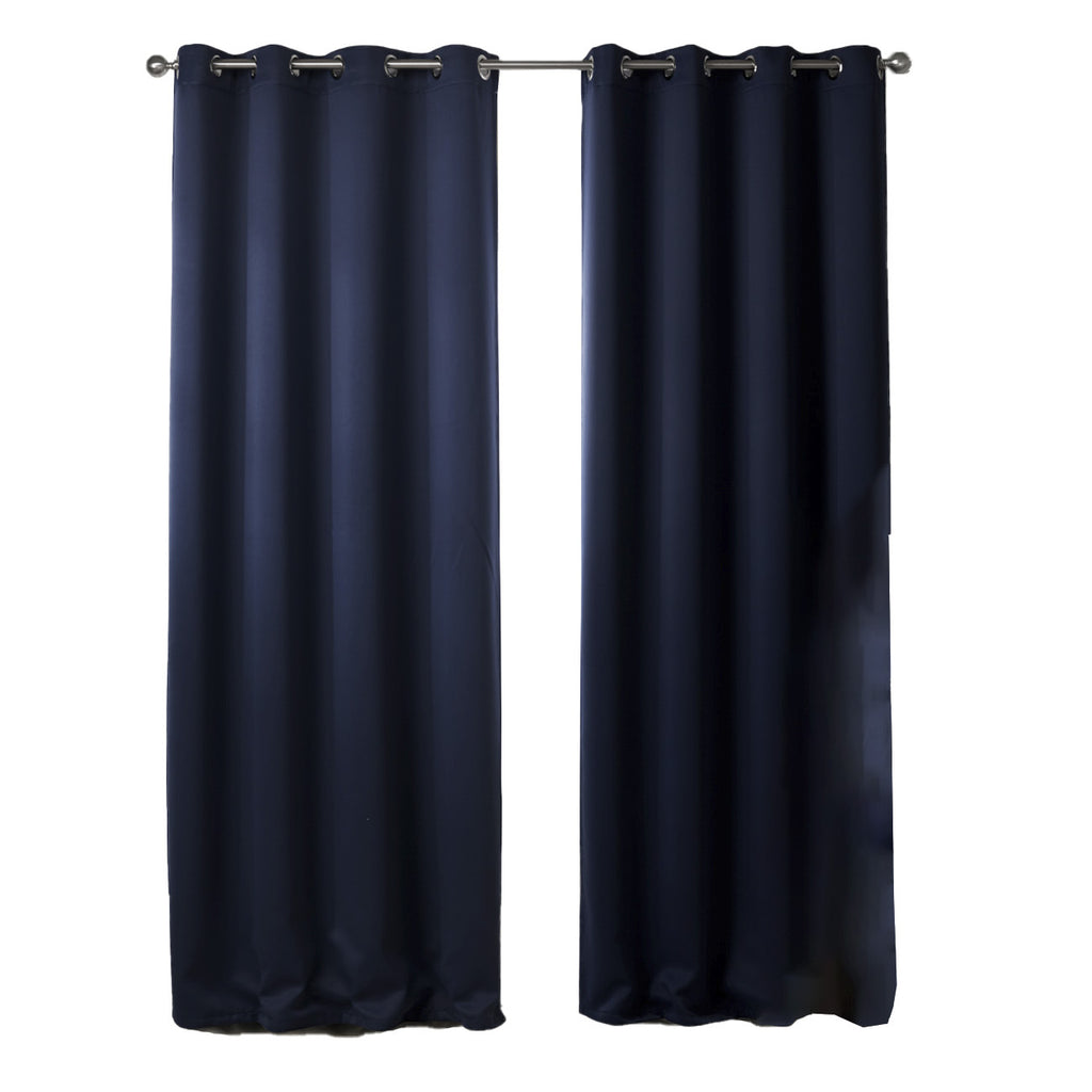 Dark Blue Printed Blackout Curtains for Bedroom