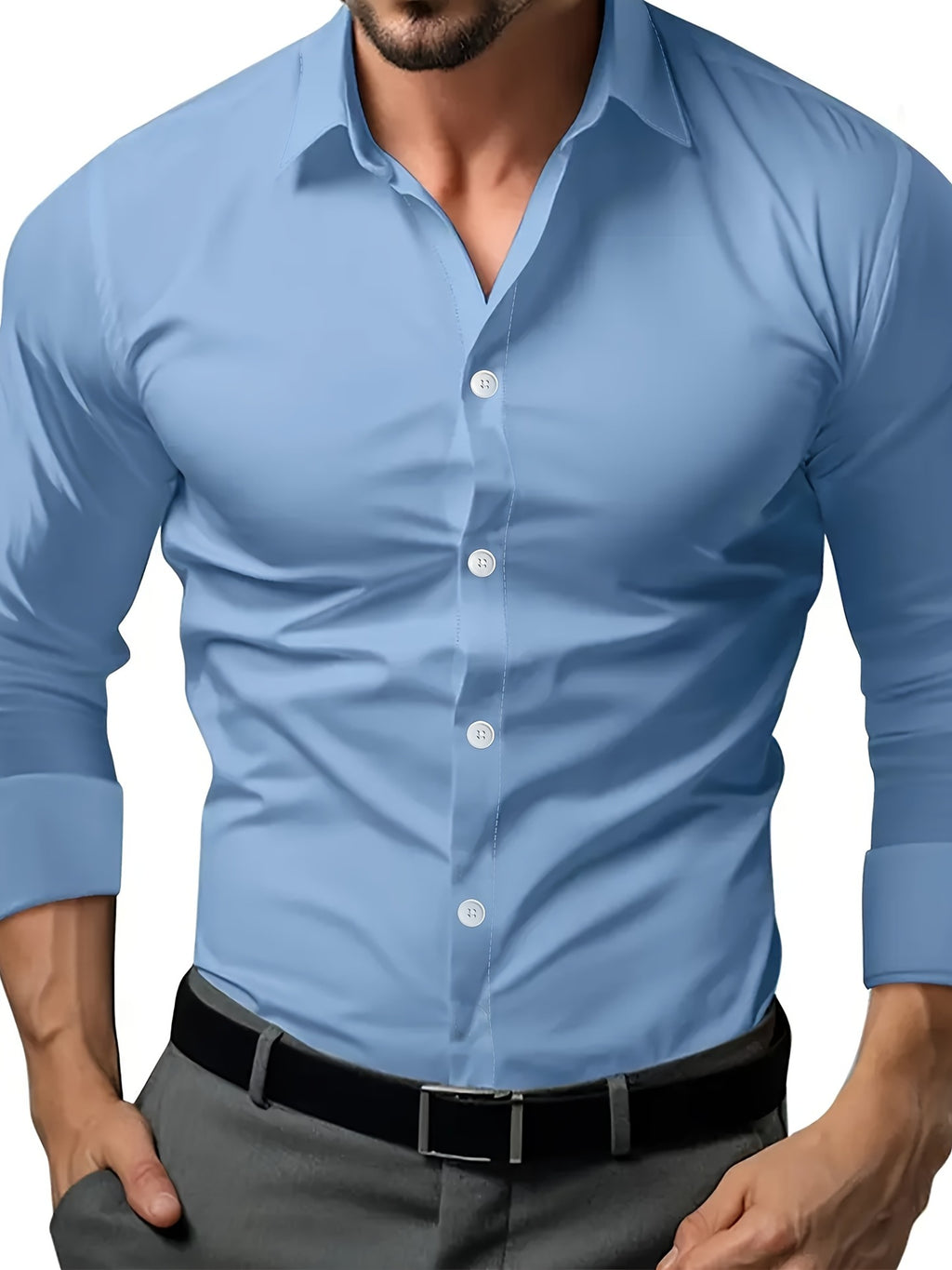 Semi-transparent polyester dress shirt