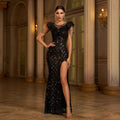 Sequin Evening Dress with Slit