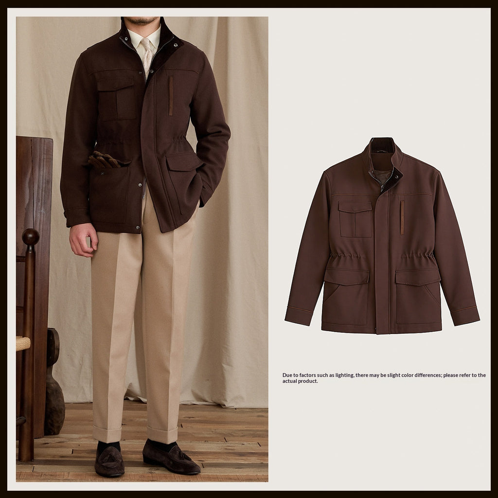 Veste Vintage Col Mao Ajustée