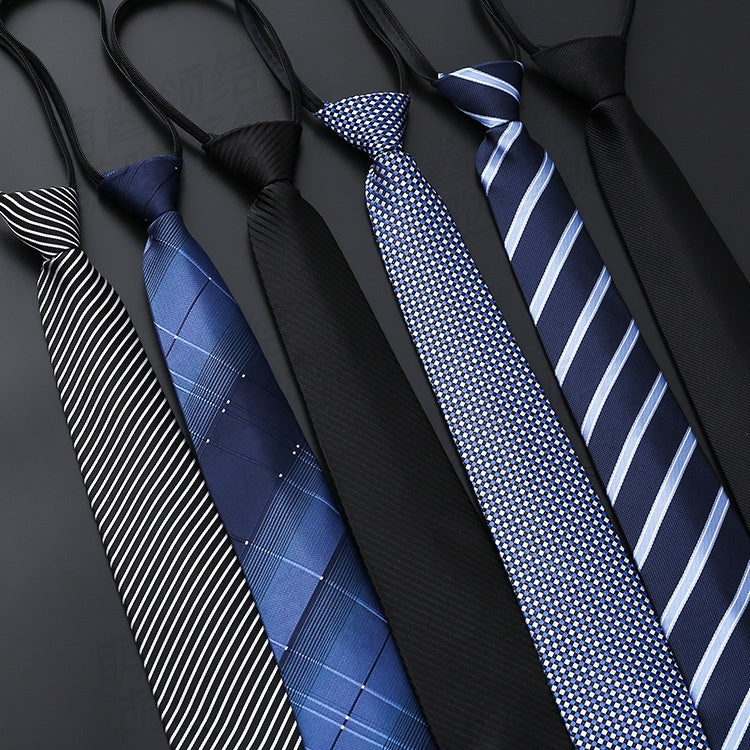 Men's Blue Striped Business Zipper Tie