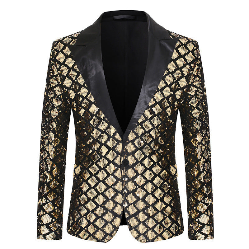 Diamond-patterned sequined costume