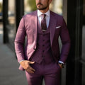 Elegant Men's Three-Piece Solid Color Suit