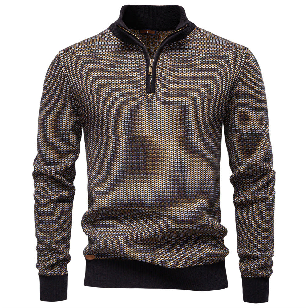 Pull Épais Demi-Zip Col Montant