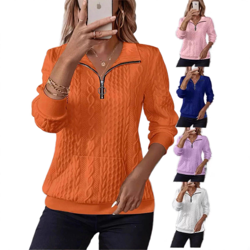 Women's Hoodie with Turn-Down Collar