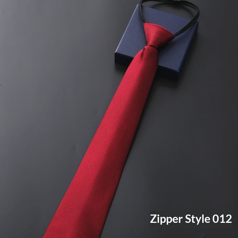 Men's Blue Striped Business Zipper Tie