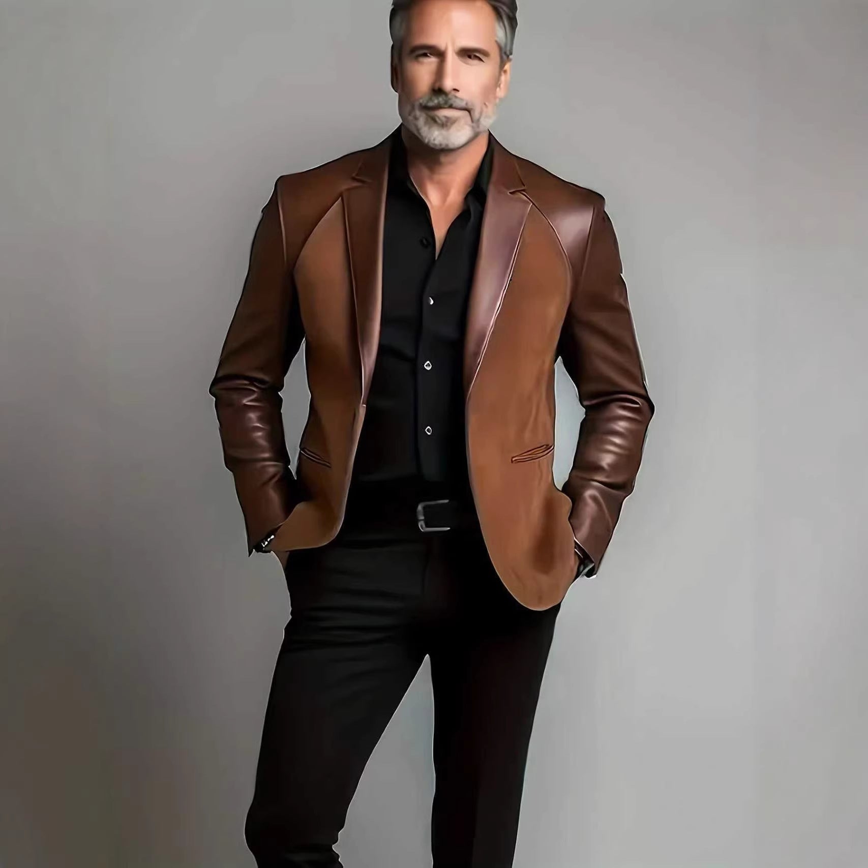 Manteau Col Costume Élégant