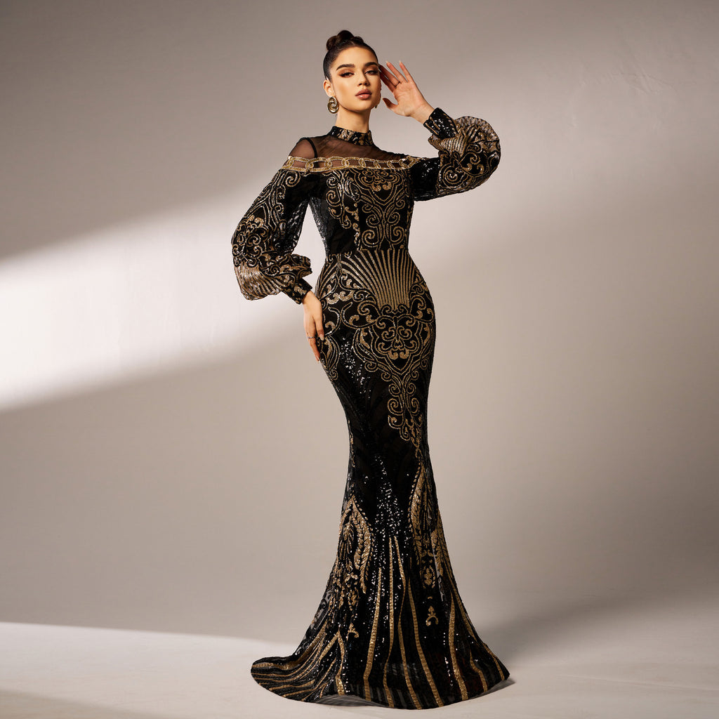 Sequined Fishtail Evening Dress