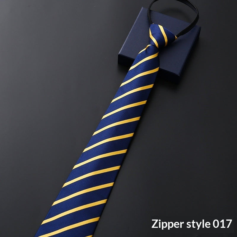 Men's Blue Striped Business Zipper Tie